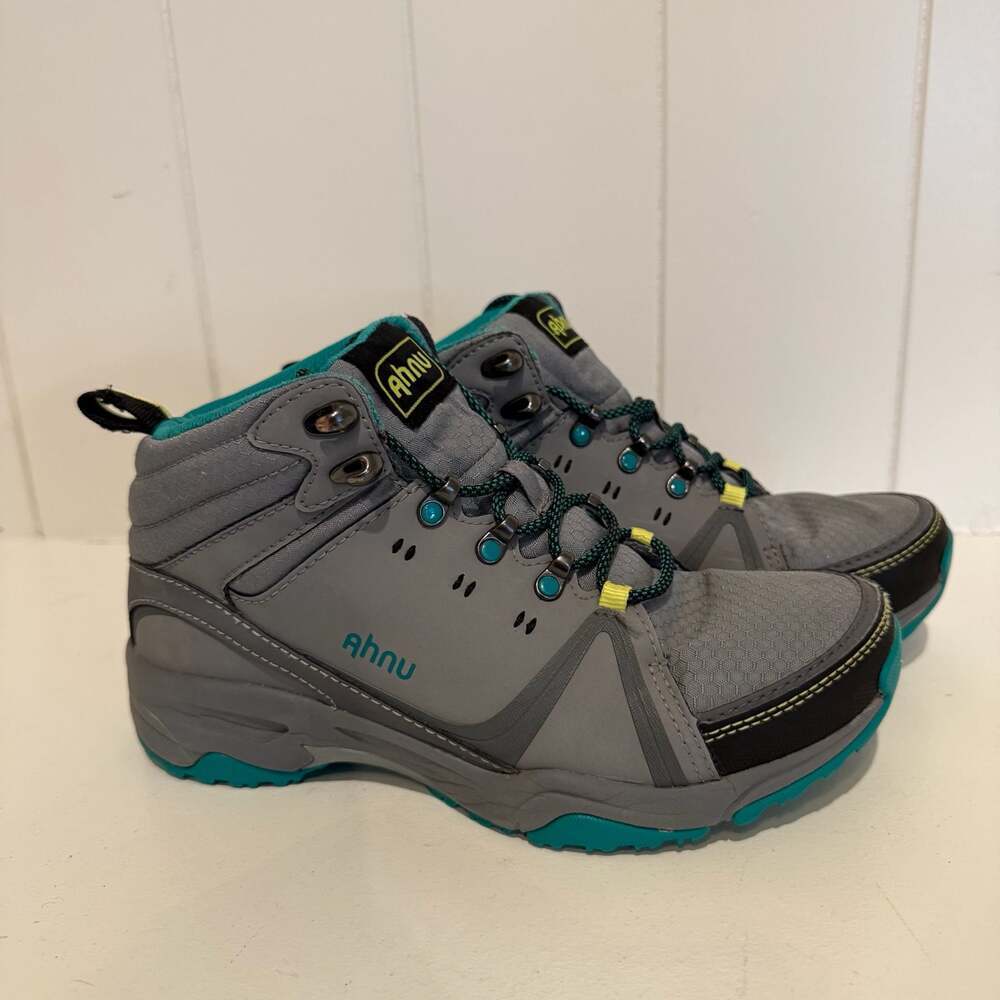 Ahnu Women's Alamere Mid Waterproof Hiking Boots Gray Teal Size US 6.5 SN 101476